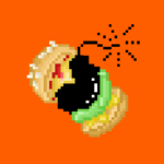 Orange GutBomb Logo - a hamburger with a bomb for a patty